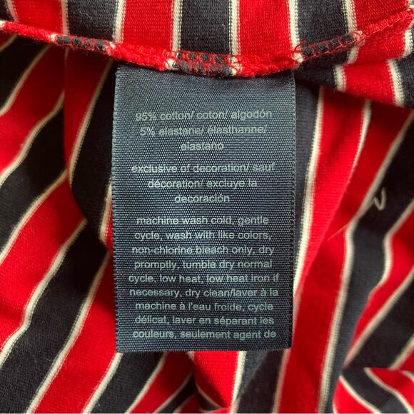 Tommy Hilfiger Striped V Neck Red Navy T Shirt Dress Size S - Picture 6 of 6